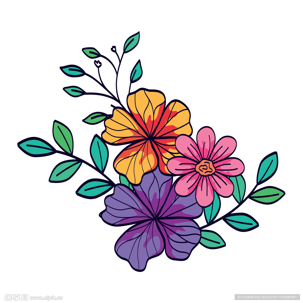 矢量手绘花朵