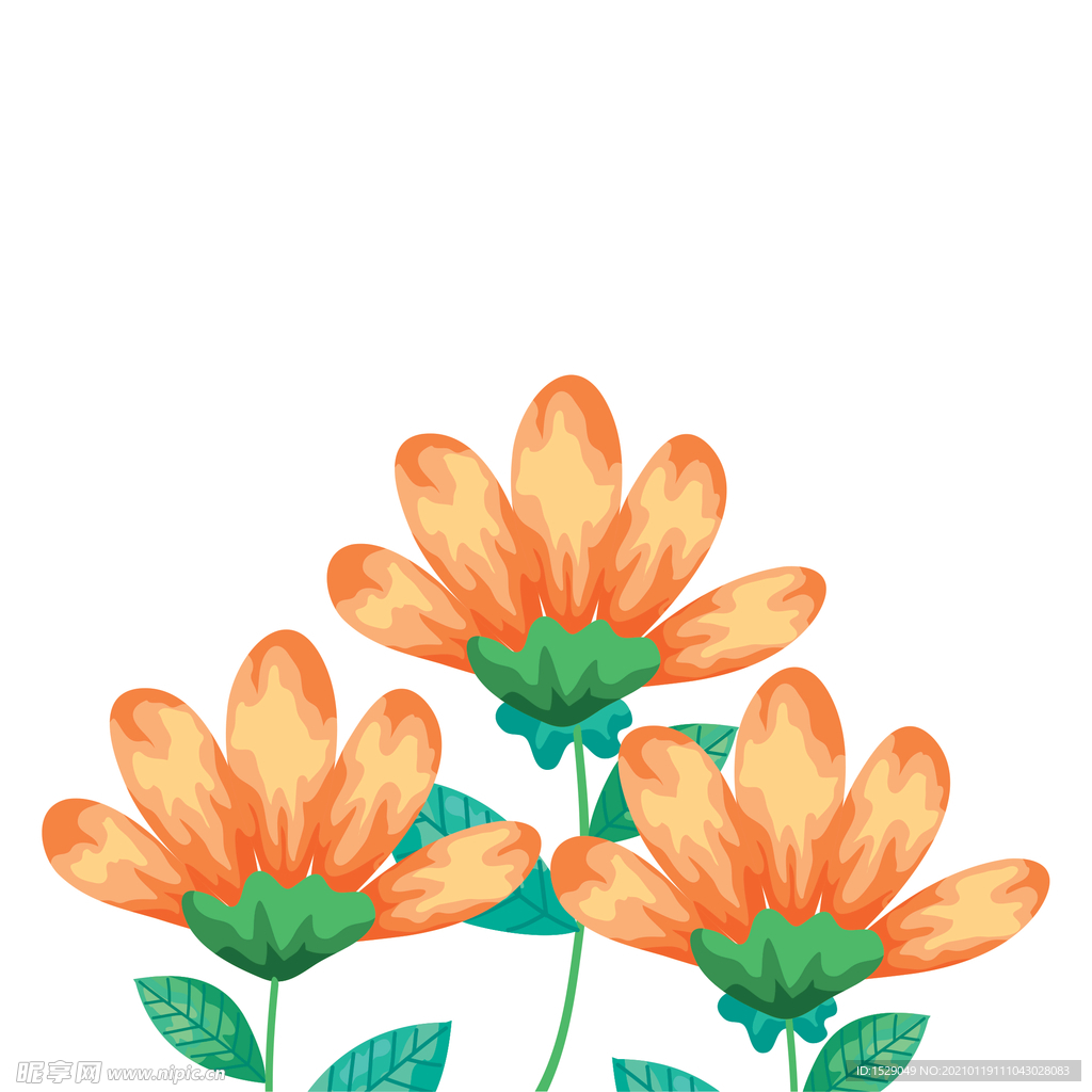 矢量手绘花朵
