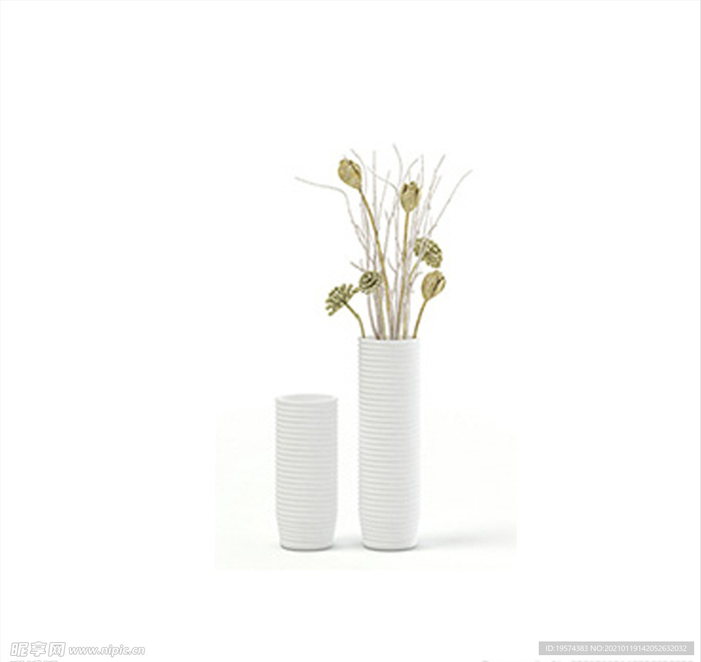 C4D模型立式花瓶绿化装饰盆栽