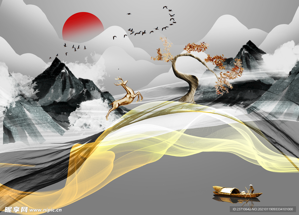 轻奢山水画