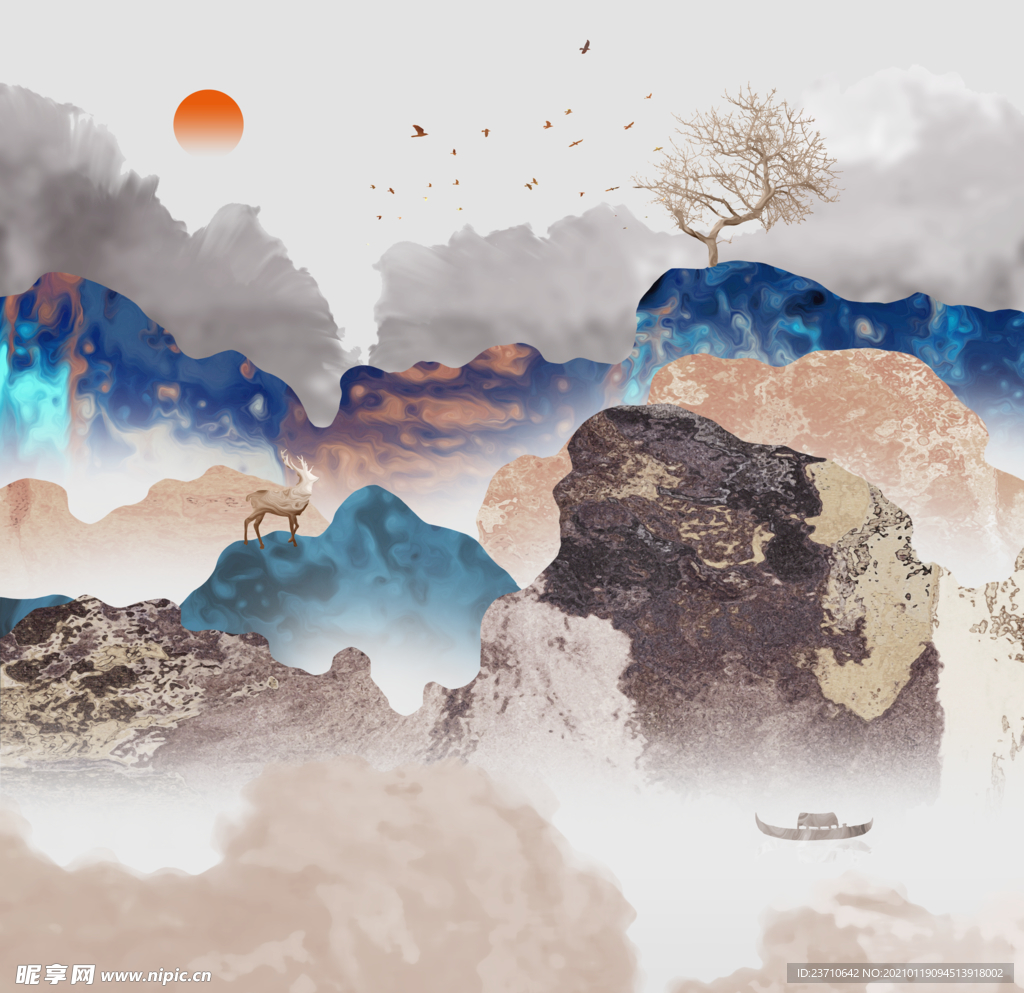 轻奢山水画