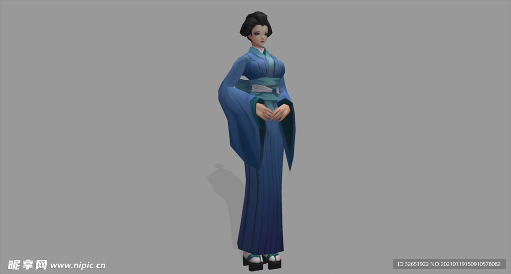 3D人物日式和服女士su模型