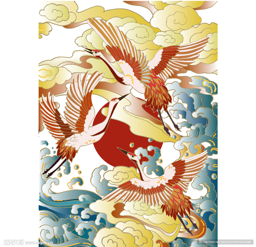 中国风仙鹤插画