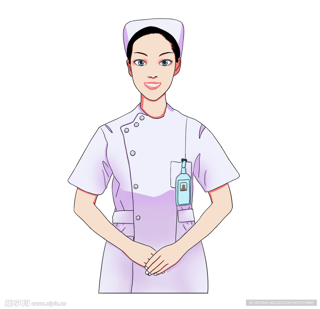 卡通手绘微笑的护士
