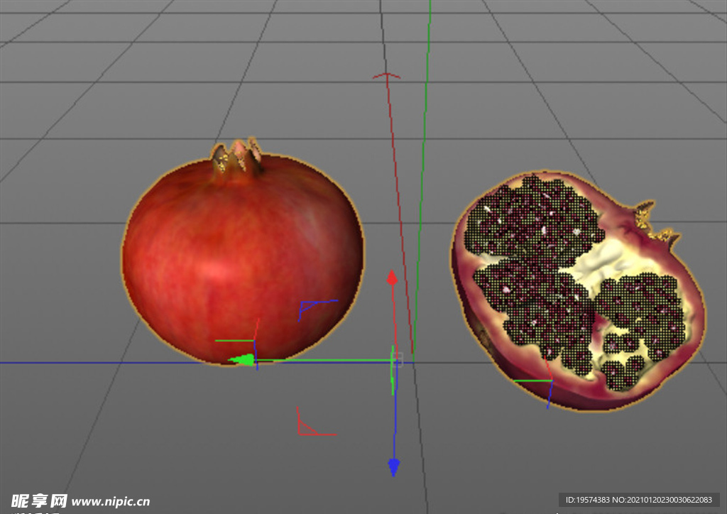 C4D模型石榴