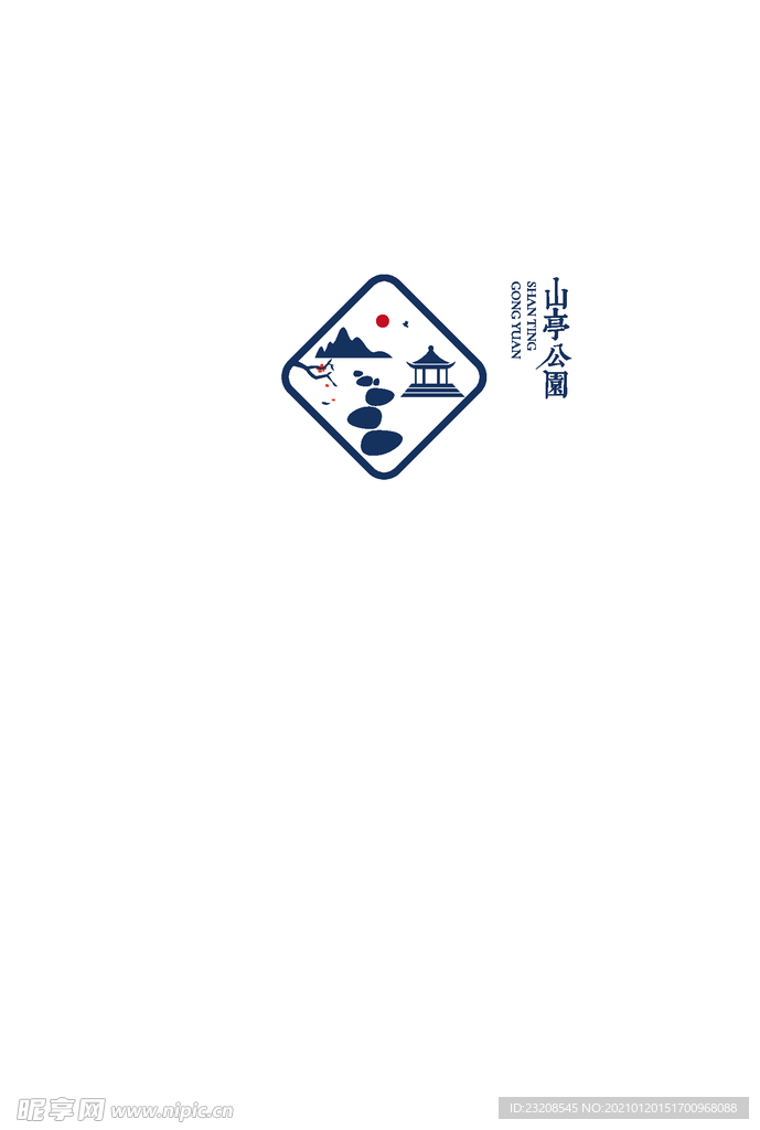 中式文艺风格山水亭子公园标志