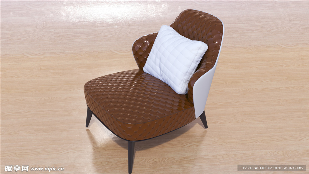 现代美式单人沙发3D模型