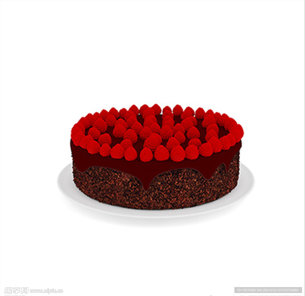 C4D模型巧克力红丝绒蛋糕