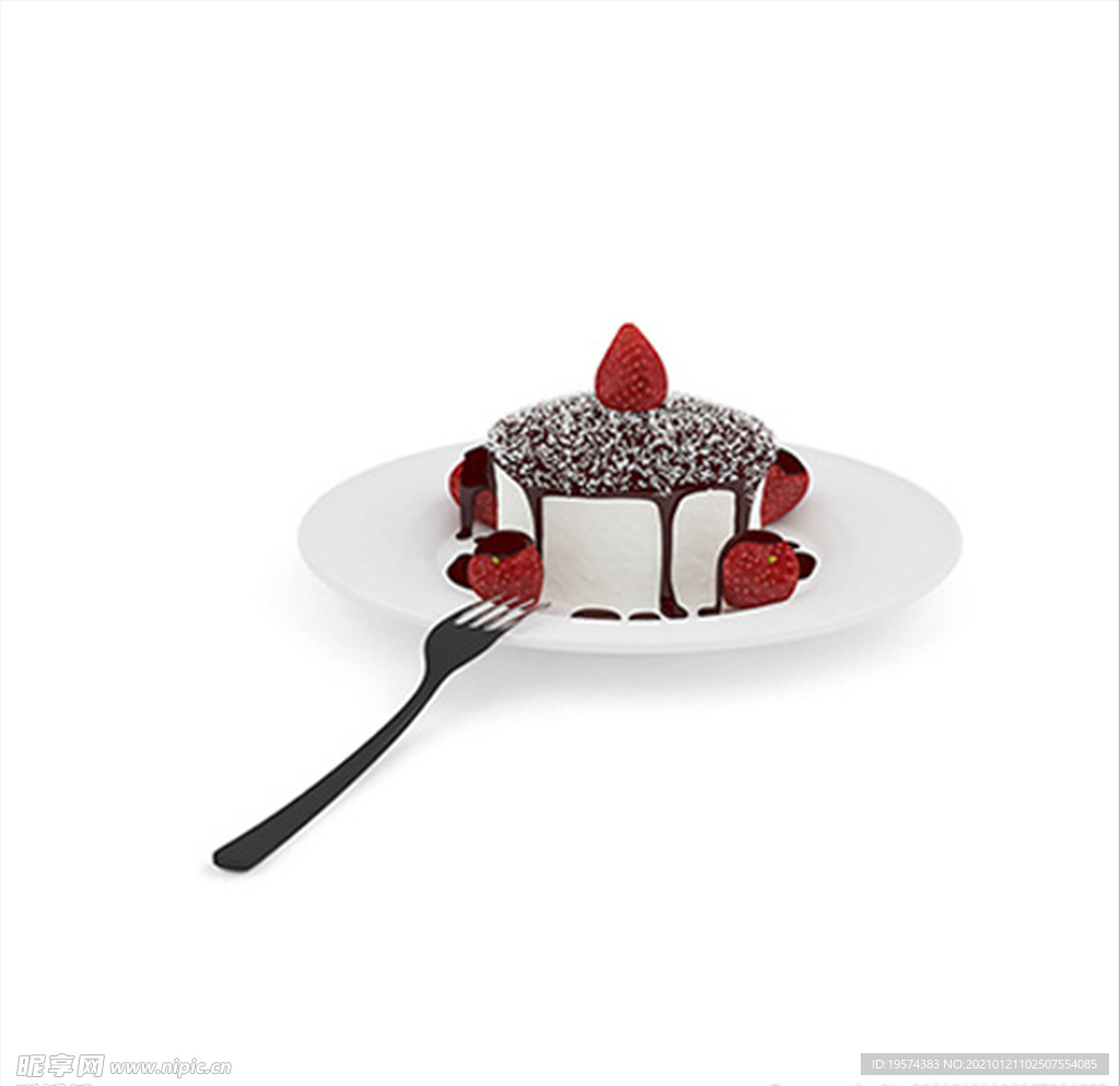 C4D模型蛋糕草莓巧克力