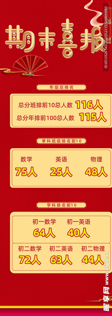 红色期末喜报