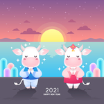 牛年新春插画