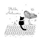 线描小猫女孩