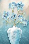 复古手绘欧式花瓶抽象现代装饰画