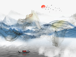 新中式线条山水背景