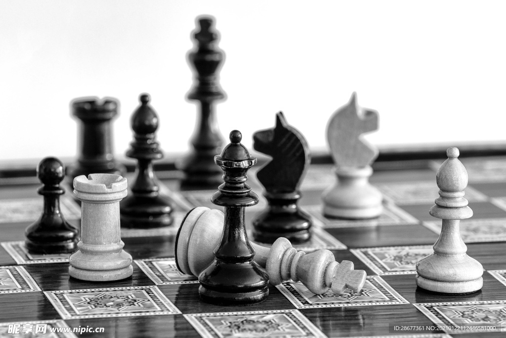 国际象棋黑白摄影