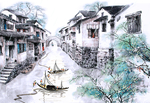 水墨江南水乡