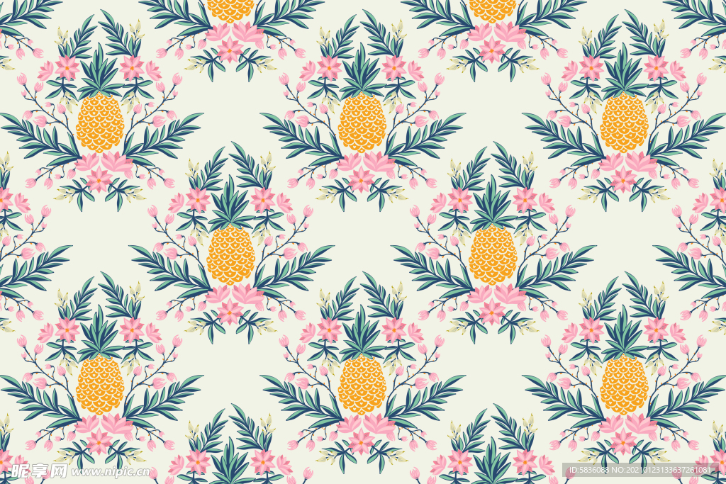菠萝凤梨花纹装饰底图