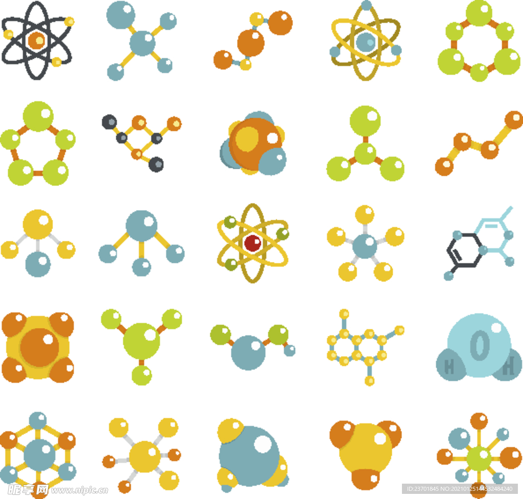 彩色 科技分子 原子矢量图