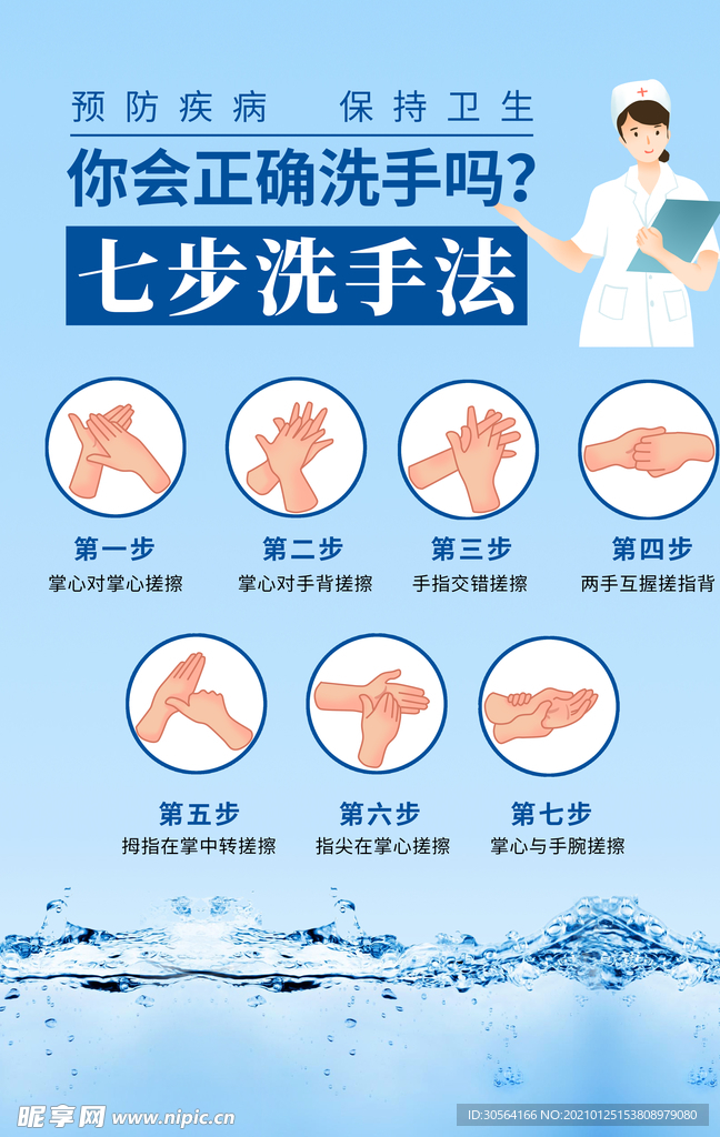 七步洗手法社会公益活动海报素材