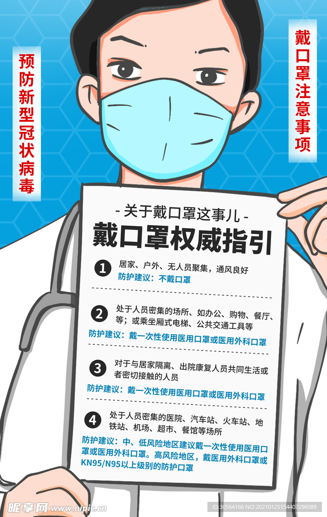 戴口罩注意事项公益活动海报素材