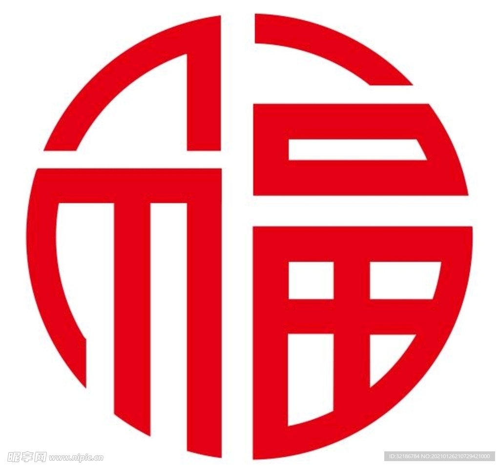 矢量圆形福字