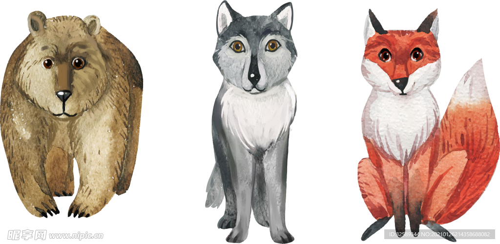水彩动物集合
