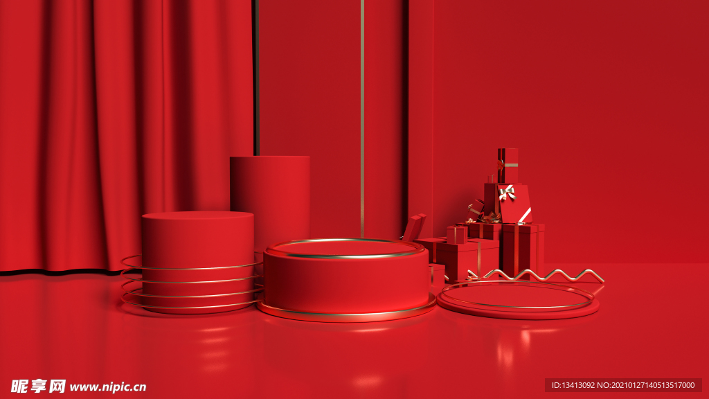 红色C4D背景
