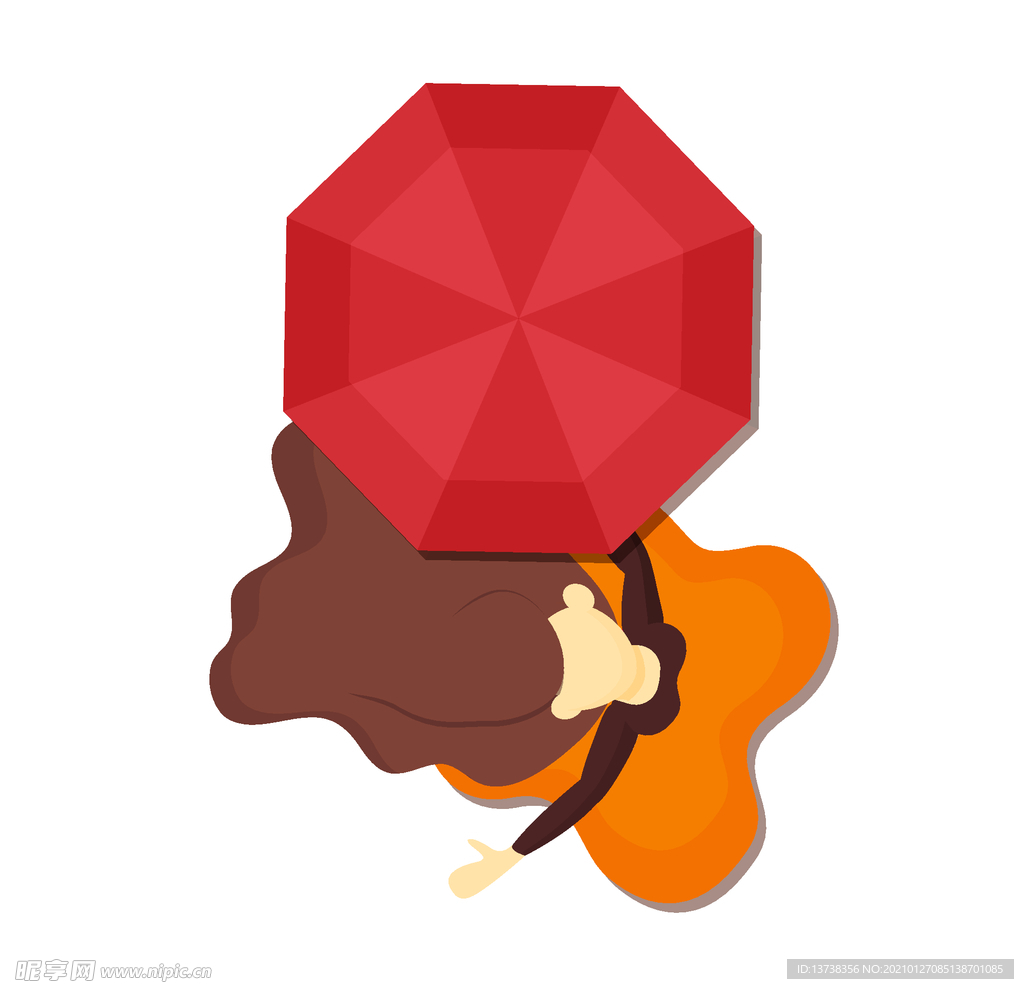 女孩和雨伞俯视ai元素