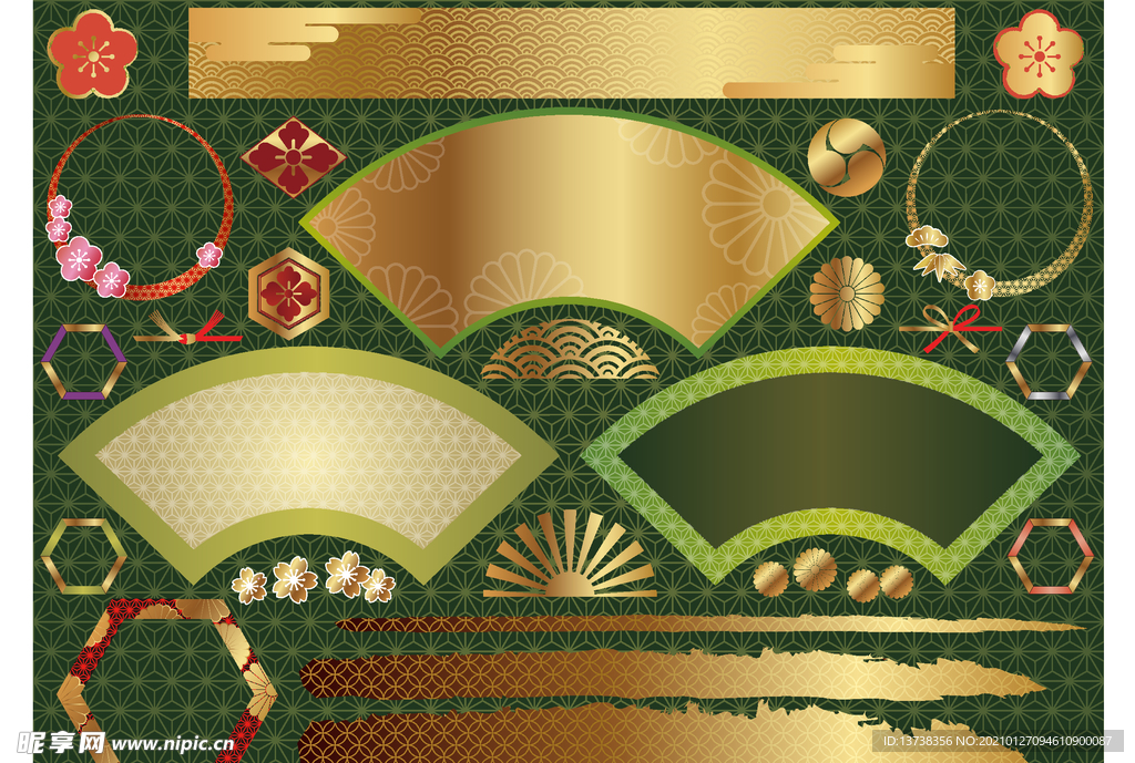 和风矢量元素扁平化图标元素