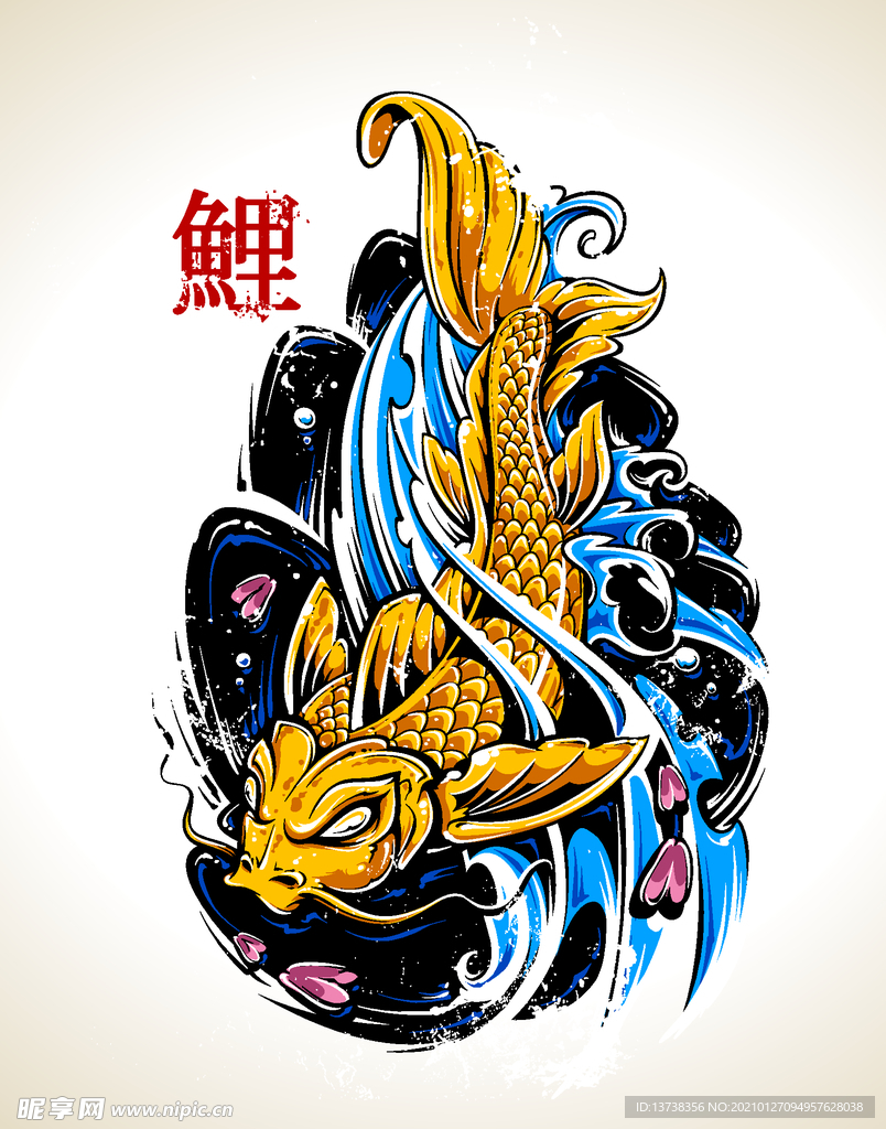 和风矢量元素扁平化手绘花鸟
