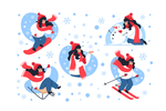 扁平化滑雪运动人物