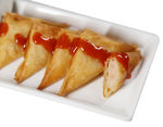 三角虾饺 炸拍摄