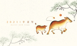 水墨牛年插画
