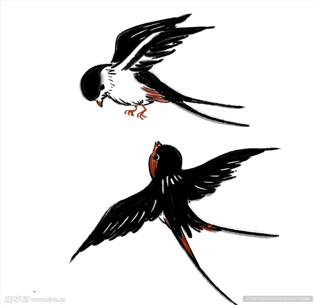 水墨燕子插画