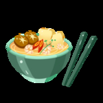 美味的小吃叉烧面插画