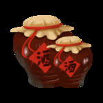 深咖色手绘古代酒坛子