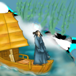渡船手绘插画