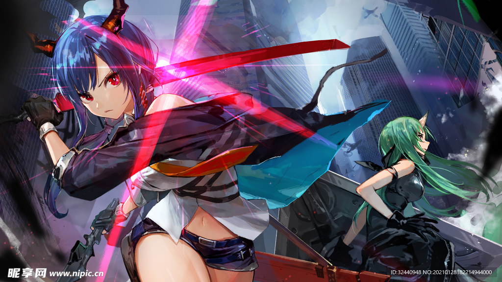 二次元游戏少女插画