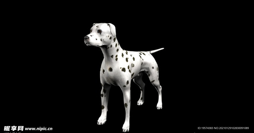 C4D模型 达尔马提亚狗