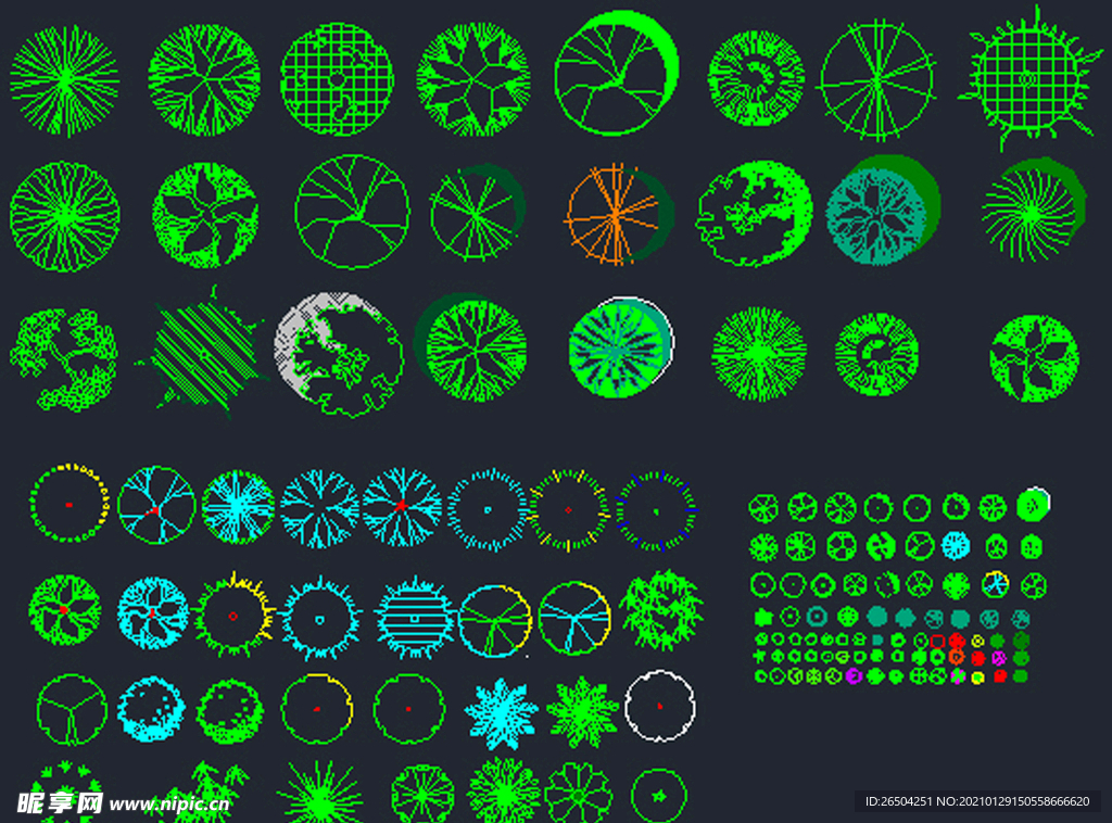 cad顶面植物图例