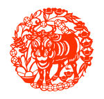 AI矢量牛年春节剪纸