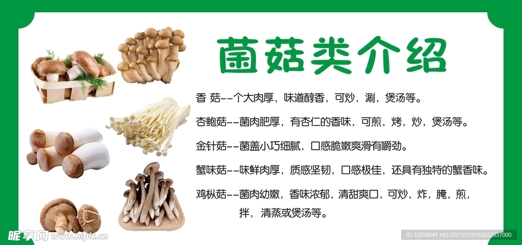 ：菌菇类介绍展板海报
