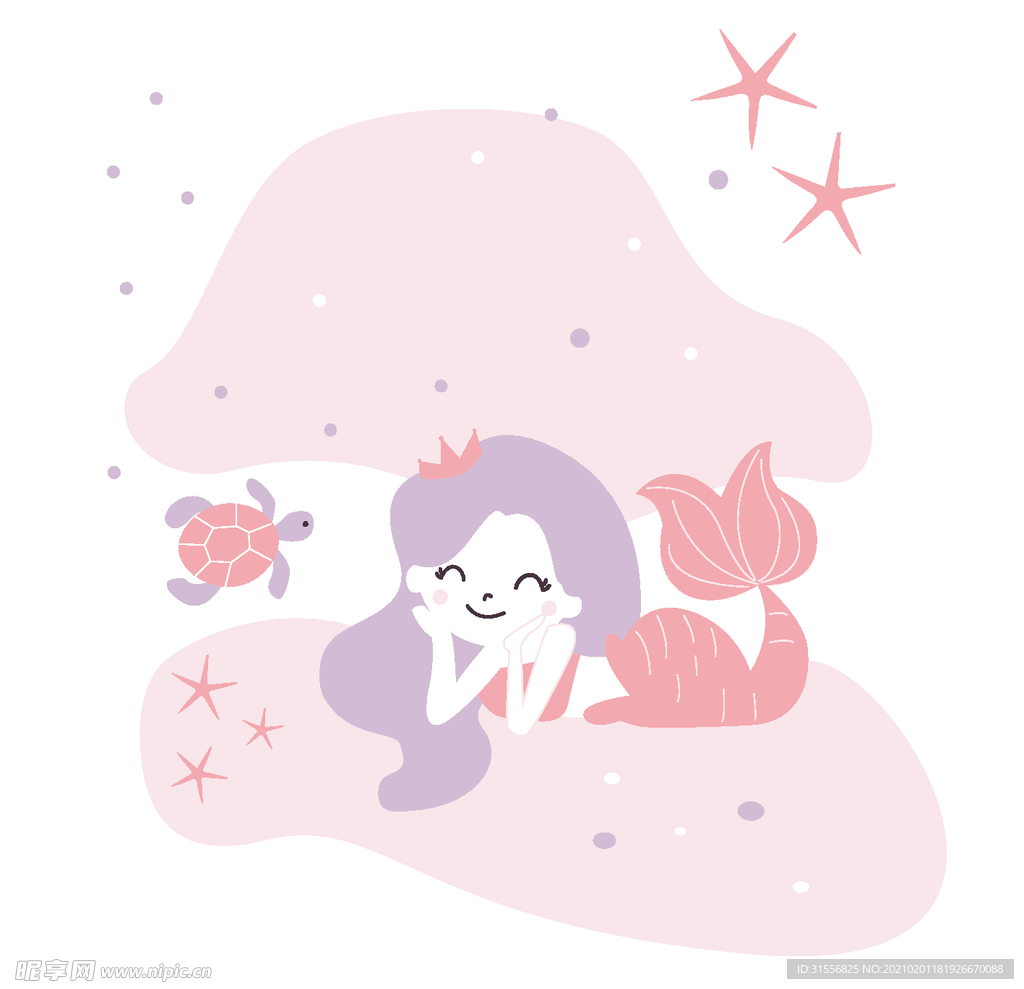 美人鱼矢量印刷图