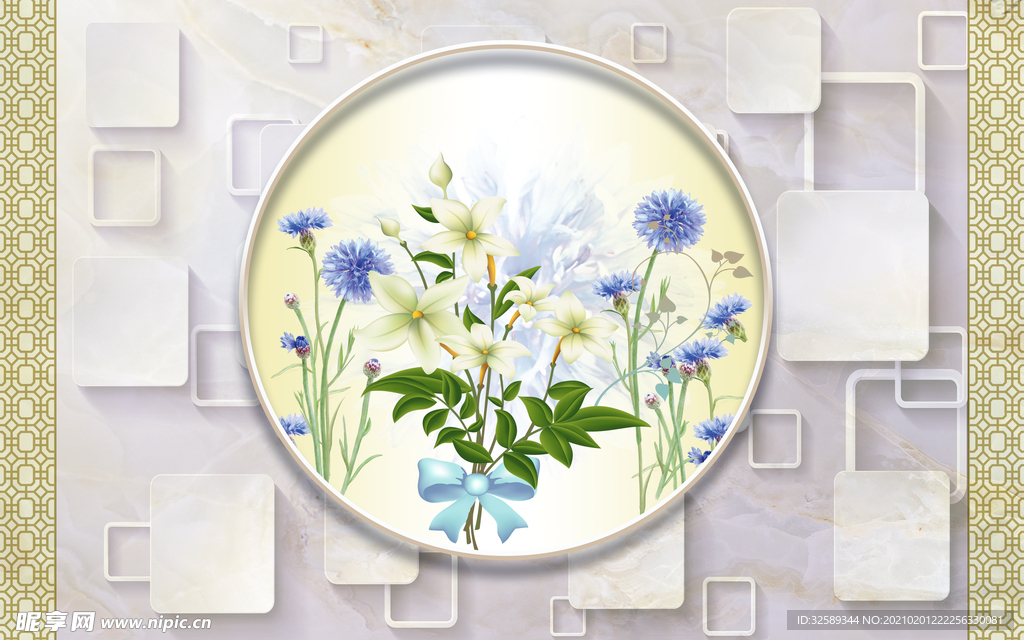 兰花花朵背景墙