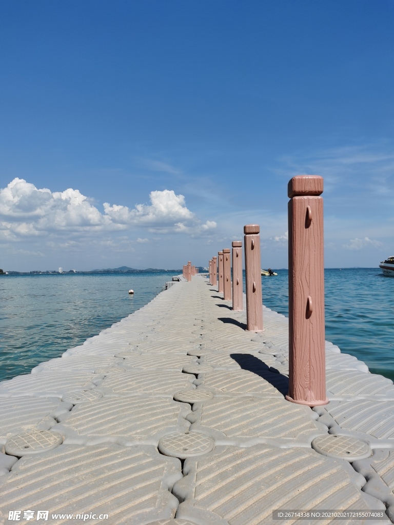 大海 海边 栏杆 碧水