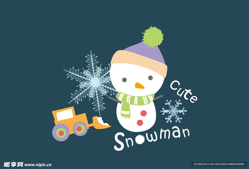 AI矢量卡通雪人