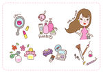 卡通女性化妆品插画
