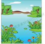 河 湖  夏天 幼儿漫画