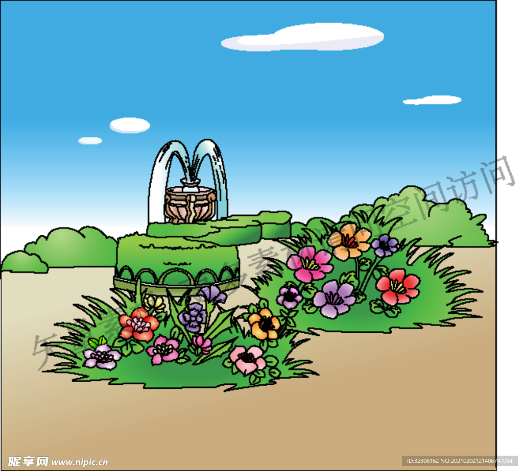 卡通花园设计图__风景漫画_动漫动画_设计图库_昵图网nipic.com