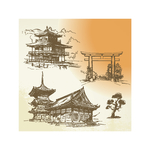手绘古代建筑